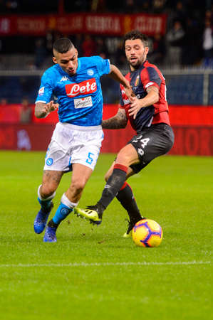 GENOVA - NOV 10, 2018: Allan 5. C.F.C Genoa - SSC Napoli. Calcio Serie A TIM. Stadium Luigi Ferraris.のeditorial素材