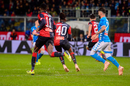 GENOVA - NOV 10, 2018:  C.F.C Genoa - SSC Napoli. Calcio Serie A TIM. Stadium Luigi Ferraris.のeditorial素材