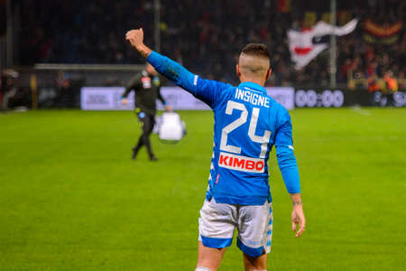GENOVA - NOV 10, 2018: Lorenzo Insigne 24.  C.F.C Genoa - SSC Napoli. Calcio Serie A TIM. Stadium Luigi Ferraris.のeditorial素材