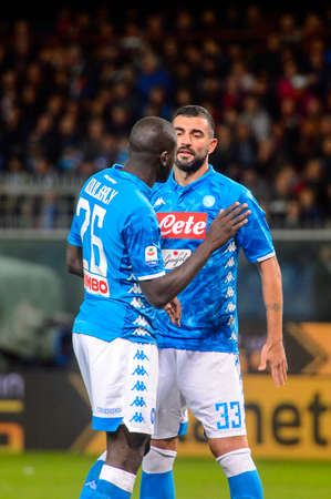 GENOVA - NOV 10, 2018: Kalidou Koulibaly 26.  C.F.C Genoa - SSC Napoli. Calcio Serie A TIM. Stadium Luigi Ferraris.のeditorial素材