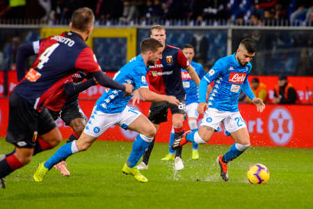 GENOVA - NOV 10, 2018: Lorenzo Insigne 24.  C.F.C Genoa - SSC Napoli. Calcio Serie A TIM. Stadium Luigi Ferraris.のeditorial素材