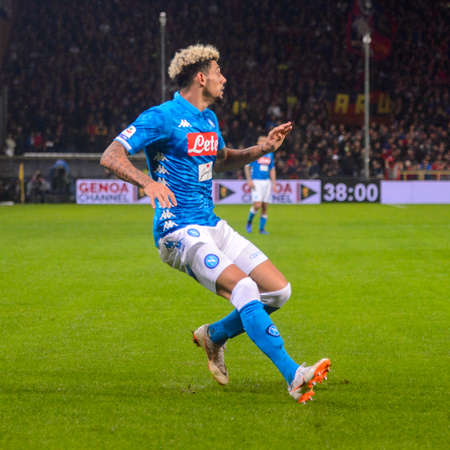 GENOVA - NOV 10, 2018: Kevin Malcuit 2.  C.F.C Genoa - SSC Napoli. Calcio Serie A TIM. Stadium Luigi Ferraris.のeditorial素材