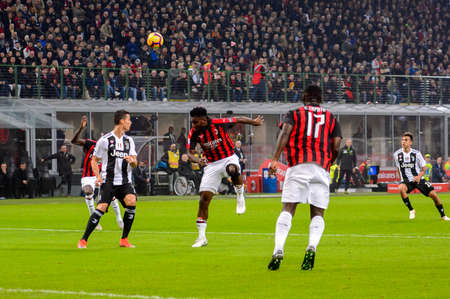 MILAN - NOV 11, 2018: Franck Kessie 79. AC Milan - Juventus. Italian Serie A TIM. Giuseppe Meazza Stadiumのeditorial素材