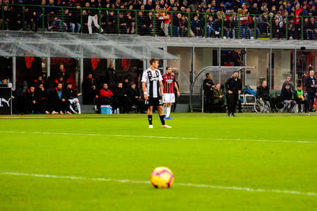 MILAN - NOV 11, 2018: Paulo Dybala 10. AC Milan - Juventus. Italian Serie A TIM. Giuseppe Meazza Stadiumのeditorial素材