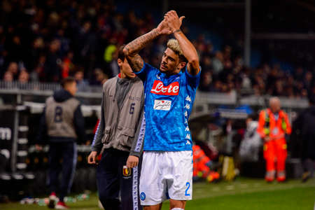 GENOVA - NOV 10, 2018: Kevin Malcuit 2.  C.F.C Genoa - SSC Napoli. Calcio Serie A TIM. Stadium Luigi Ferraris.のeditorial素材