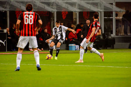 MILAN - NOV 11, 2018: Joao Cancelo 20. AC Milan - Juventus. Italian Serie A TIM. Giuseppe Meazza Stadiumのeditorial素材