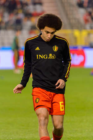 BRUSSELS - NOV 15, 2018: Axel Witsel 6 warms up. Belgium - Iceland. UEFA Nations League.のeditorial素材