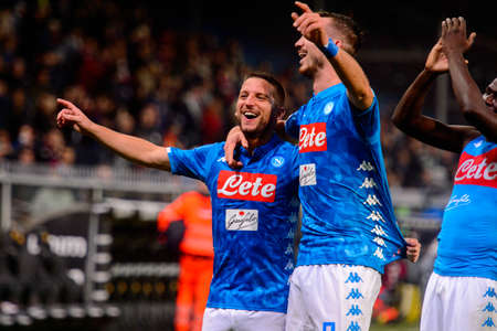 GENOVA - NOV 10, 2018:  Dries Mertens 14 greets the fans. C.F.C Genoa - SSC Napoli. Calcio Serie A TIM. Stadium Luigi Ferraris.のeditorial素材