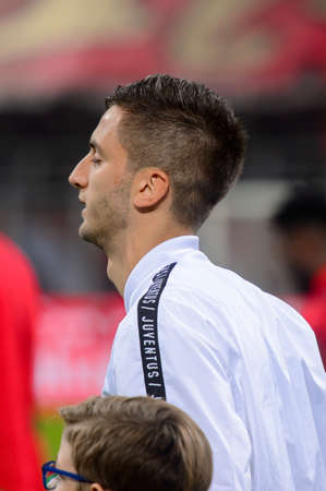 MILAN - NOV 11, 2018: Rodrigo Bentancur 30 close up portrait. AC Milan - Juventus. Italian Serie A TIM. Giuseppe Meazza Stadiumのeditorial素材