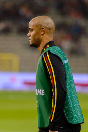 BRUSSELS - NOV 15, 2018: Vincent Kompany 4 close up portrait. Belgium - Iceland. UEFA Nations League.のeditorial素材