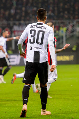 MILAN - NOV 11, 2018: Rodrigo Bentancur 30 . AC Milan - Juventus. Italian Serie A TIM. Giuseppe Meazza Stadiumのeditorial素材