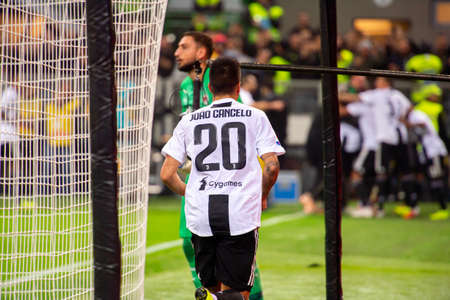 MILAN - NOV 11, 2018: Joao Cancelo 20. AC Milan - Juventus. Italian Serie A TIM. Giuseppe Meazza Stadiumのeditorial素材