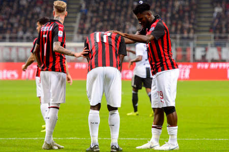 MILAN - NOV 11, 2018: Cristian Zapata 17. AC Milan - Juventus. Italian Serie A TIM. Giuseppe Meazza Stadiumのeditorial素材