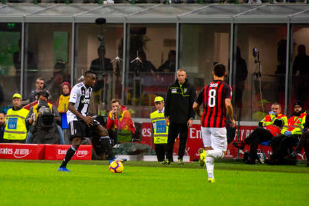 MILAN - NOV 11, 2018: Blaise Matuidi 14. AC Milan - Juventus. Italian Serie A TIM. Giuseppe Meazza Stadiumのeditorial素材