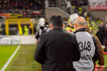 MILAN - NOV 11, 2018: Gennaro Gattuso, the head coach. AC Milan - Juventus. Italian Serie A TIM. Giuseppe Meazza Stadiumのeditorial素材