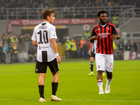 MILAN - NOV 11, 2018: Paulo Dybala 10. AC Milan - Juventus. Italian Serie A TIM. Giuseppe Meazza Stadiumのeditorial素材