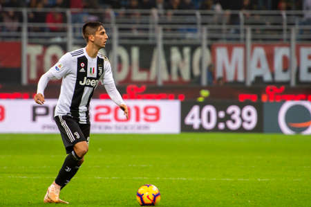 MILAN - NOV 11, 2018: Rodrigo Bentancur 30 . AC Milan - Juventus. Italian Serie A TIM. Giuseppe Meazza Stadiumのeditorial素材