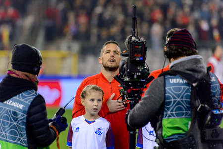 BRUSSELS - NOV 15, 2018: Dries Mertens 14. Belgium - Iceland. UEFA Nations League.のeditorial素材