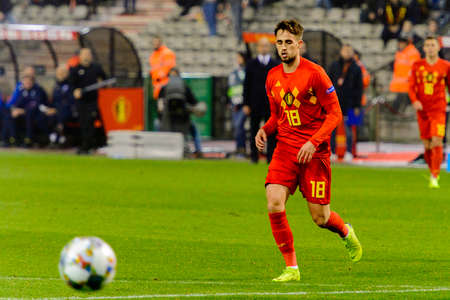 BRUSSELS - NOV 15, 2018: Adnan Januzaj 18. Belgium - Iceland. UEFA Nations League.のeditorial素材