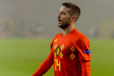 BRUSSELS - NOV 15, 2018: Dries Mertens 14. Belgium - Iceland. UEFA Nations League.のeditorial素材