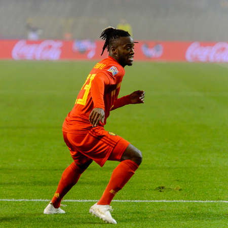 BRUSSELS - NOV 15, 2018: Michy Batshuayi 23.  Belgium - Iceland. UEFA Nations League.のeditorial素材