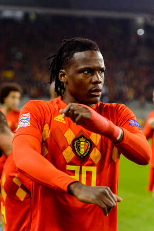BRUSSELS - NOV 15, 2018: Dedryck Boyata 20 close up portrait. Belgium - Iceland. UEFA Nations League.のeditorial素材