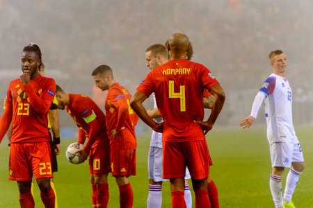 BRUSSELS - NOV 15, 2018: Vincent Kompany 4. Belgium - Iceland. UEFA Nations League.のeditorial素材