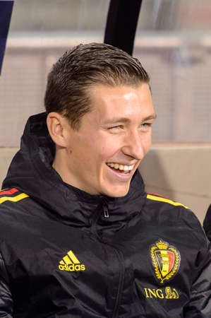 BRUSSELS - NOV 15, 2018: Substitution player. Belgium - Iceland. UEFA Nations League.のeditorial素材