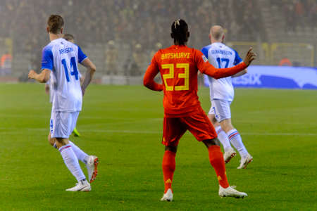 BRUSSELS - NOV 15, 2018: Michy Batshuayi 23.  Belgium - Iceland. UEFA Nations League.のeditorial素材
