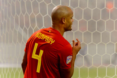 BRUSSELS - NOV 15, 2018: Vincent Kompany 4 close up portrait. Belgium - Iceland. UEFA Nations League.のeditorial素材