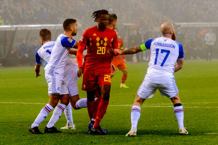 BRUSSELS - NOV 15, 2018: Dedryck Boyata 20. Belgium - Iceland. UEFA Nations League.のeditorial素材