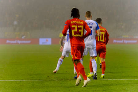 BRUSSELS - NOV 15, 2018: Michy Batshuayi 23.  Belgium - Iceland. UEFA Nations League.のeditorial素材