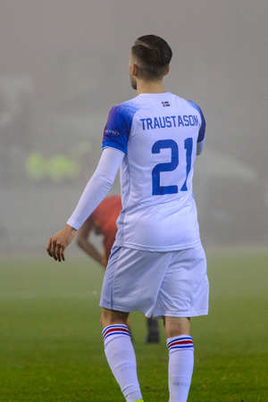 BRUSSELS - NOV 15, 2018:Arnor Traustason 21.  Belgium - Iceland. UEFA Nations League.のeditorial素材