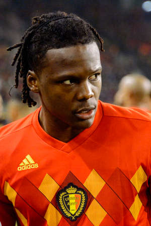 BRUSSELS - NOV 15, 2018: Dedryck Boyata 20 close up portrait. Belgium - Iceland. UEFA Nations League.のeditorial素材