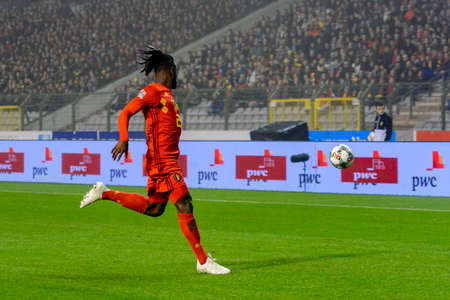 BRUSSELS - NOV 15, 2018: Michy Batshuayi 23.  Belgium - Iceland. UEFA Nations League.のeditorial素材