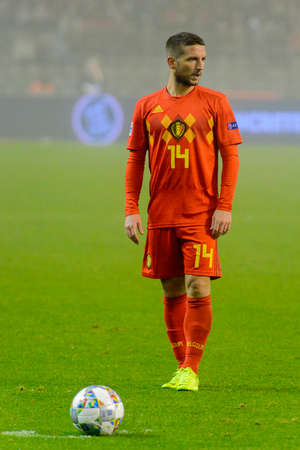 BRUSSELS - NOV 15, 2018: Dries Mertens 14. Belgium - Iceland. UEFA Nations League.のeditorial素材