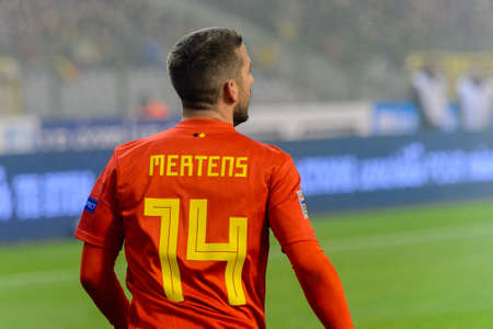 BRUSSELS - NOV 15, 2018: Dries Mertens 14. Belgium - Iceland. UEFA Nations League.のeditorial素材