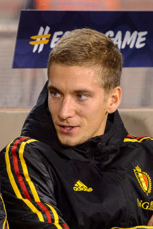BRUSSELS - NOV 15, 2018: Substitution player. Belgium - Iceland. UEFA Nations League.のeditorial素材