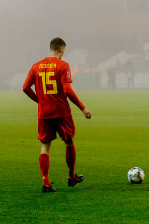 BRUSSELS - NOV 15, 2018: Thomas Meunier 15. Belgium - Iceland. UEFA Nations League.のeditorial素材