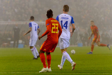 BRUSSELS - NOV 15, 2018: Michy Batshuayi 23.  Belgium - Iceland. UEFA Nations League.のeditorial素材