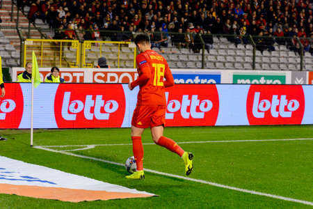 BRUSSELS - NOV 15, 2018: Adnan Januzaj 18. Belgium - Iceland. UEFA Nations League.のeditorial素材