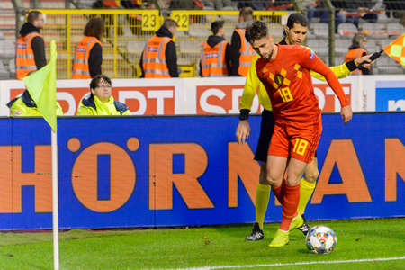 BRUSSELS - NOV 15, 2018: Adnan Januzaj 18 in action. Belgium - Iceland. UEFA Nations League.のeditorial素材