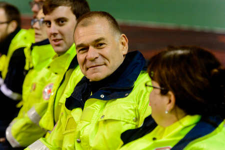 BRUSSELS - NOV 15, 2018: Doctors ready to help at the match. Belgium - Iceland. UEFA Nations League.のeditorial素材
