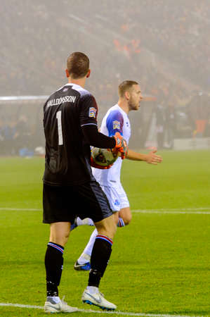 BRUSSELS - NOV 15, 2018: Hannes Halldorsson 1. Belgium - Iceland. UEFA Nations League.のeditorial素材