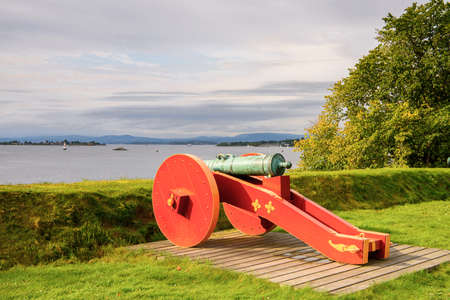 Cannon at the Akershus Fortress, a medieval castle that was used as a prison, Oslo, Norway.のeditorial素材