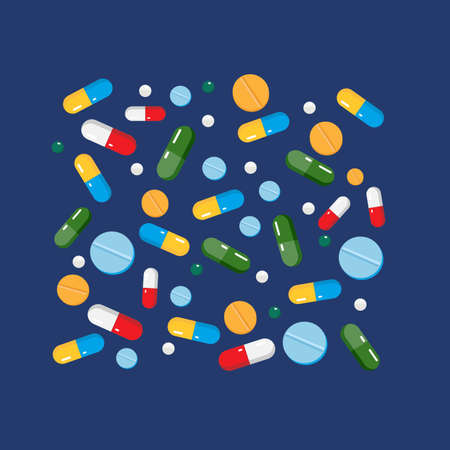 Pattern on the theme of medicine, pills, drugsのイラスト素材