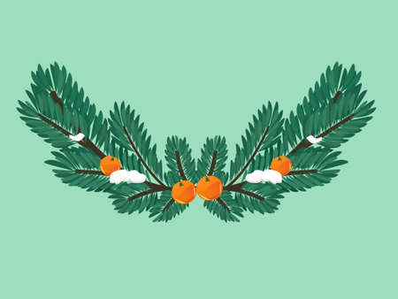 new year, spruce branch, EPS10, oranges, Christmas treeのイラスト素材