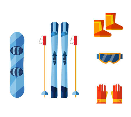 Ski Resort. Vector illustrations. Snowboard.のイラスト素材