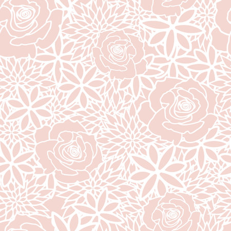 Blush Floral Spring Tea Party Seamless Patternのイラスト素材