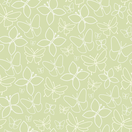 Fun Green Butterfly  Seamless Pattern Textureのイラスト素材